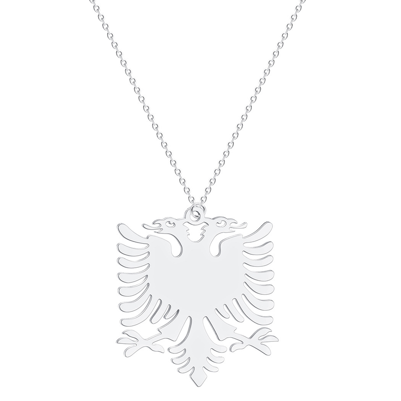 Mote uformelt albansk ørn anheng halskjede for kvinner menn dobbelthodet ørn dyr rustfritt stål choker kjede smykker_voghion.com