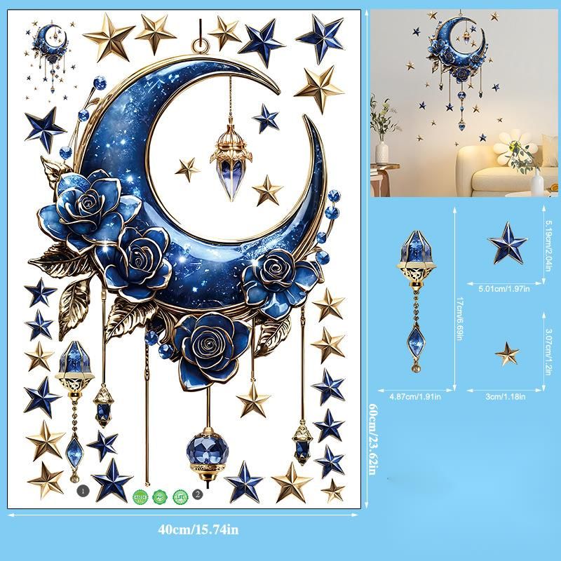 Chuanhao New Product 3D Stereoscopic Moon Star Atmosphere Decorative Self-Adhesive Wallpaper Wall Stickers_voghion.com