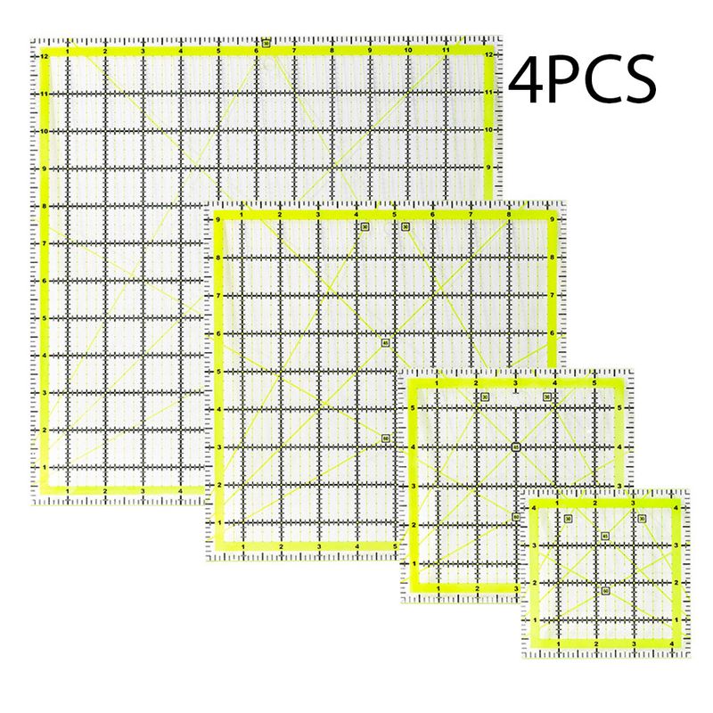 4 kpl Tikkaus Viivain Vaatteet Räätälöidä tuumaa Skaalauskulma Akryyli Kaksivärinen Grid Line Patchwork Neliö DIY Vaatteet Käsityön ompelu Mittaus_voghion.com
