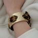 French Leopard Print Silk Scarf Matte Gold Open Bracelet For Women Niche Design Exotic Style Layered Jewelry_voghion.com