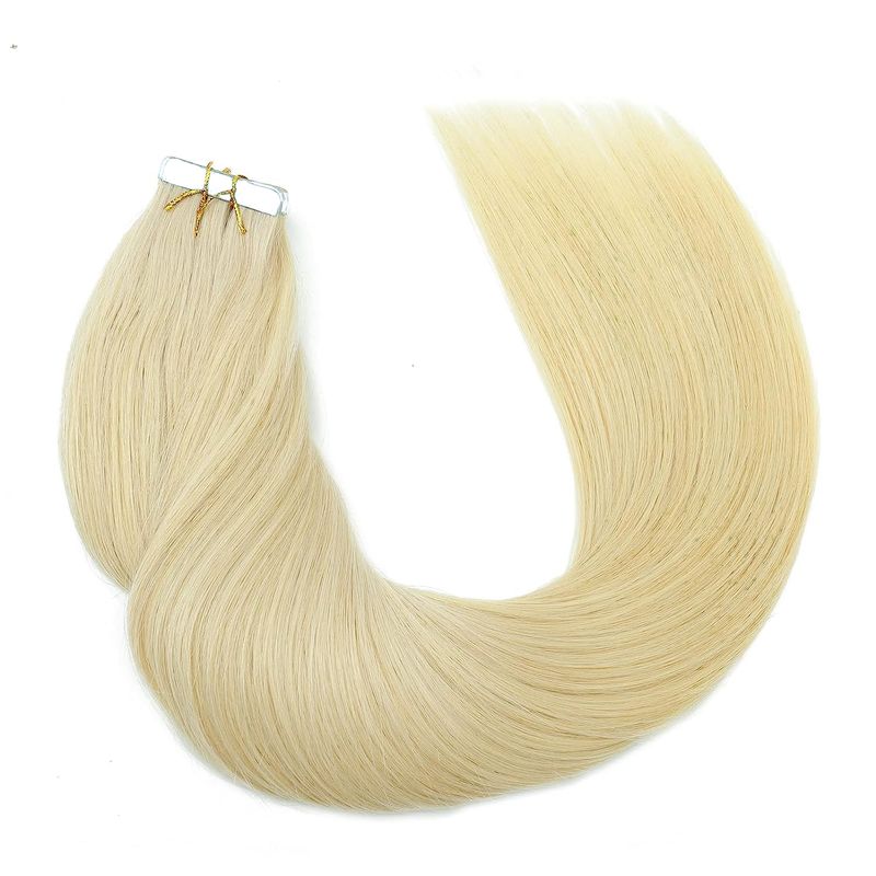 Extensii de păr cu bandă adezivă, blond decolorat, #613, 100% păr uman Remy, fără sudură, pentru salon, de înaltă calitate, 14-24 inci_voghion.com