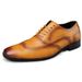 Unbeatable Quality Men's Block Business Casual Formal Shoes, Spring Low Cut, Carved, Polished Leather Surface, Large Size, Pointed Toe_voghion.com
