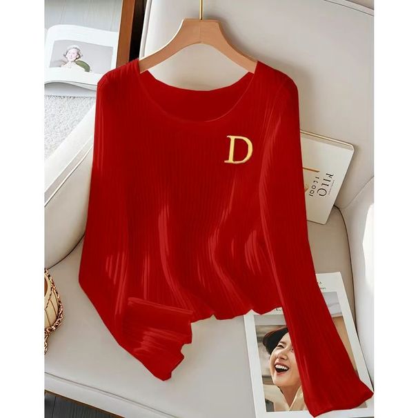 Îmbrăcăminte pentru femei Tricou tricotat din mătase albă frumoasă, cu mânecă lungă, respirabil, de la începutul toamnei_voghion.com