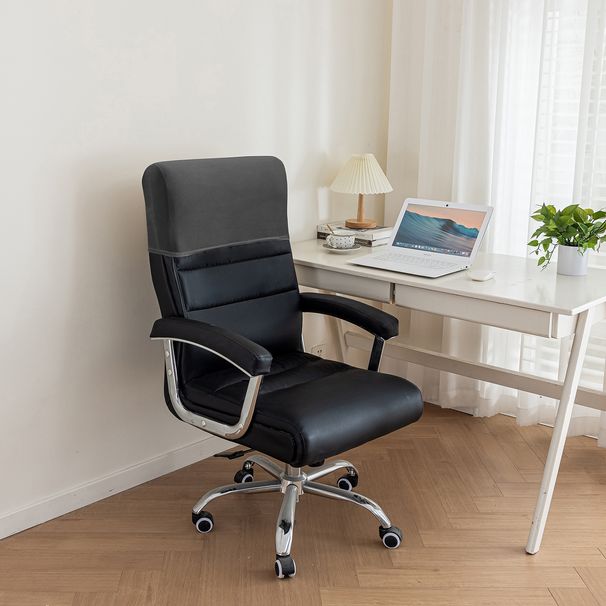 Stuhlrückenbezug aus Polyester – Atmungsaktiver und dehnbarer Kopfstützenschutz für Bürostühle, staubdichter Halbbezug für Chefsessel und Schreibtischstühle_voghion.com