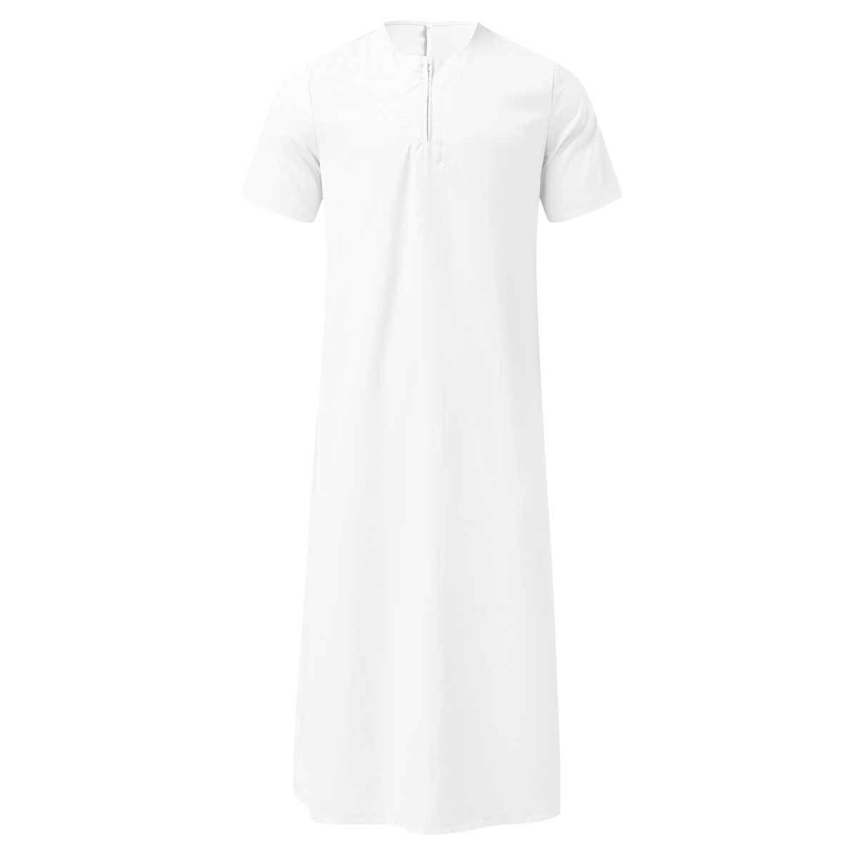 Muslimische Robe für Herren mit Reißverschluss, einfarbig, muslimische Robe_voghion.com
