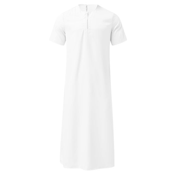 Muslimische Robe für Herren mit Reißverschluss, einfarbig, muslimische Robe_voghion.com