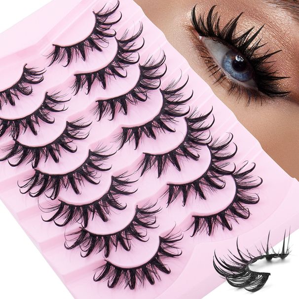 False Eyelashes One Piece False Eyelashes Hard Stem Little Devil Eyelashes Natural Thick Curled Eyelashes_voghion.com