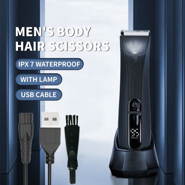 2-in-1 Electric Body Hair Trimmer – Ceramic Blade USB Rechargeable Shaver For Men (ABS Body, LCD Display, Wet/Dry Use)_voghion.com