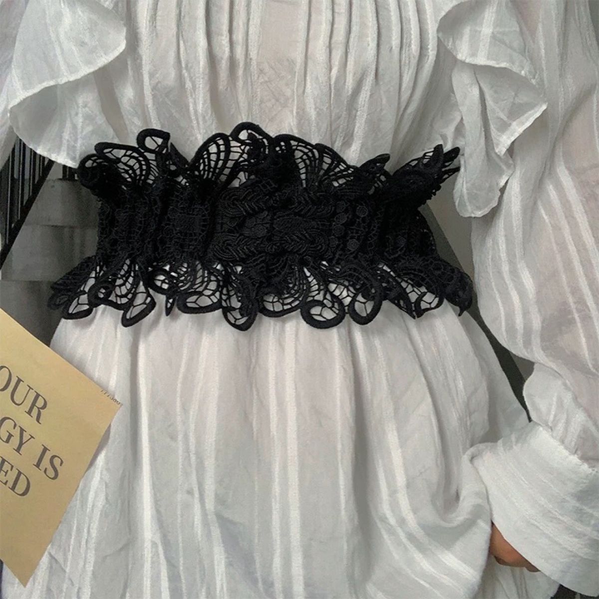 Spitze für Damen, modischer Nischenbund, dekorativ, vielseitig, elegant, High-End-Kleid_voghion.com