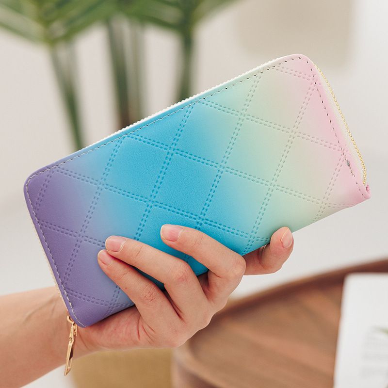 Borsa da donna multicolore, borsa a tracolla lunga, grande capacità, portafoglio lungo, borsa alla moda per cellulare, porta carte, porta monete_voghion.com