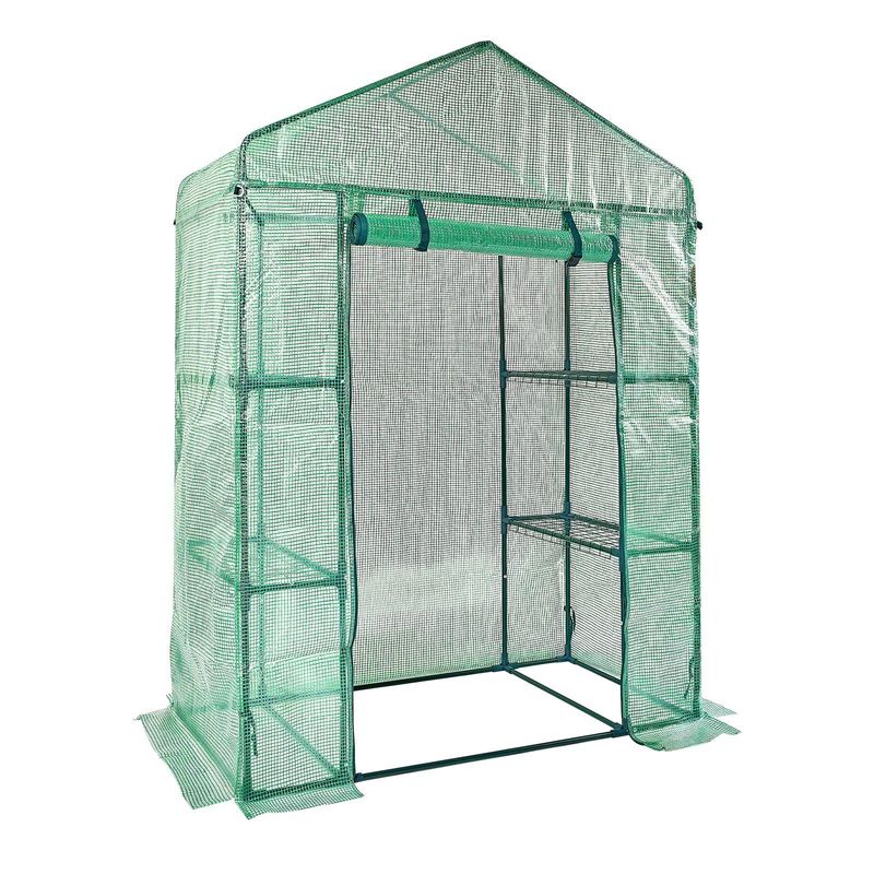 VEVOR Walk-in Green House, 4.6 X 2.4 X 6.7 Ft, Greenhouse With Shelves, High Strength PE Cover With Doors, Windows And Steel Frame, Set Up In Minutes, For Planting And Storage_voghion.com