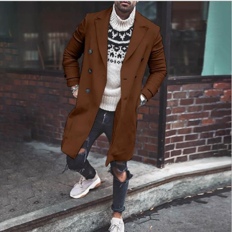 Autumn and Winter New Woolen Coat Men's Woolen Windbreaker Coat Men's Woolen Coat_voghion.com