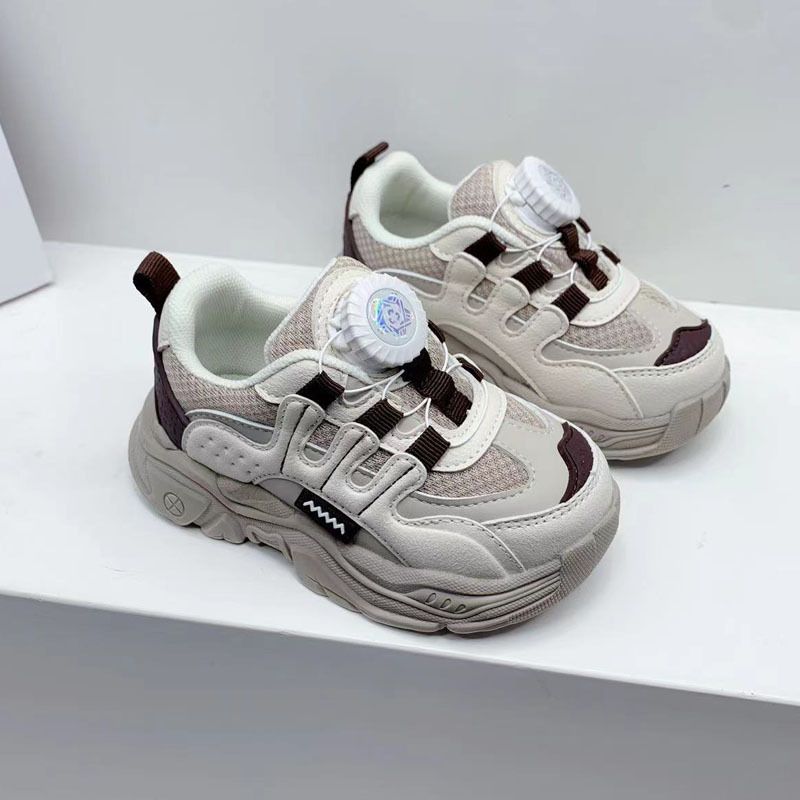 Girls' 2024 spring new rotating button baby soft sole breathable children's sports shoes boy trend_voghion.com