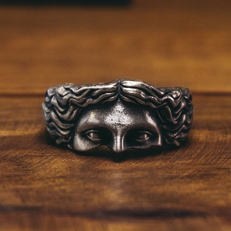 Anello aperto a metà faccia di Gesù in oro e argento, gioielli religiosi vintage per uomini e donne, anello pulito, anello regalo_voghion.com