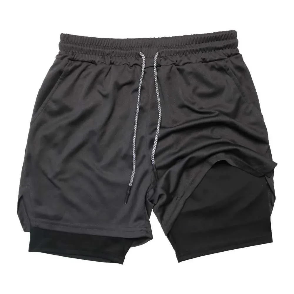 2023 Men Sport Sportswear Double-deck Running Shorts 2 In 1 Beach Bottoms Summer Gym Training Jogging Short Pants_voghion.com