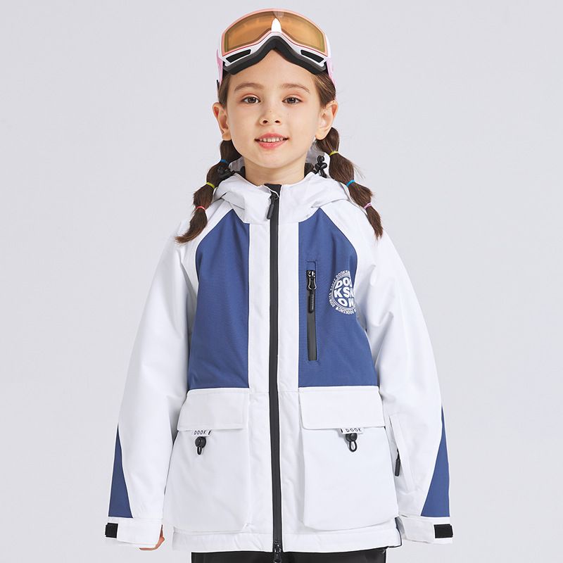 "Kids' Waterproof Ski Suit – Windproof Winter Snow Overalls For Boys & Girls (Size 120-160, White/Orange/Purple)"_voghion.com