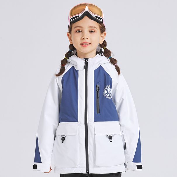 "Kids' Waterproof Ski Suit – Windproof Winter Snow Overalls For Boys & Girls (Size 120-160, White/Orange/Purple)"_voghion.com