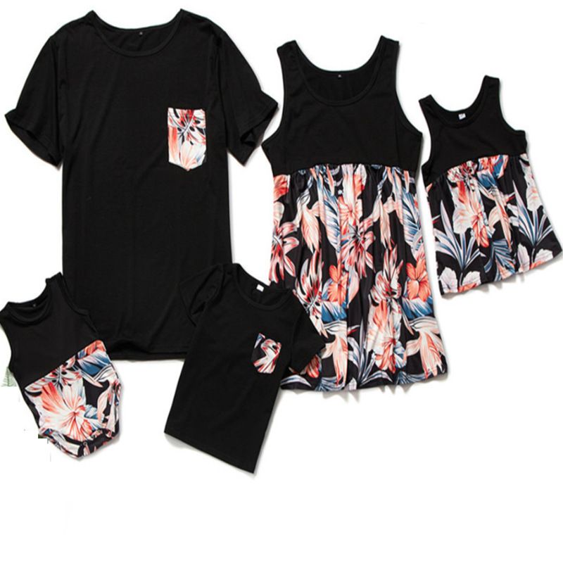Mother & Kids Foreign trade European and American parent-child outfit splicing family outfit_voghion.com