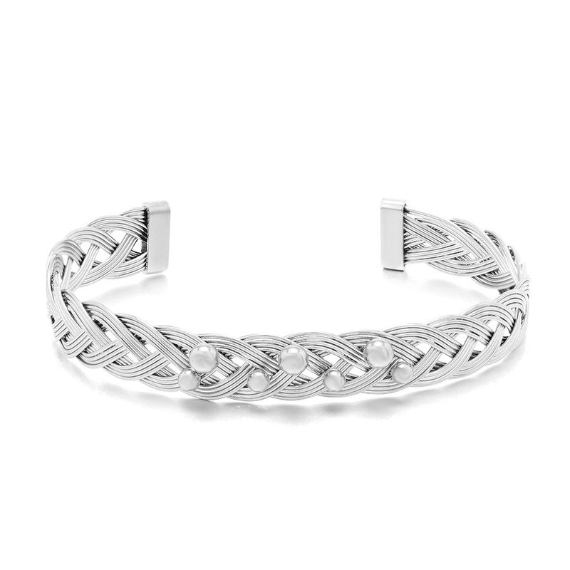 Bracciale unisex in acciaio inossidabile a forma di C in oro per donna, semplice, versatile, con croce a scacchi e linee delicate._voghion.com