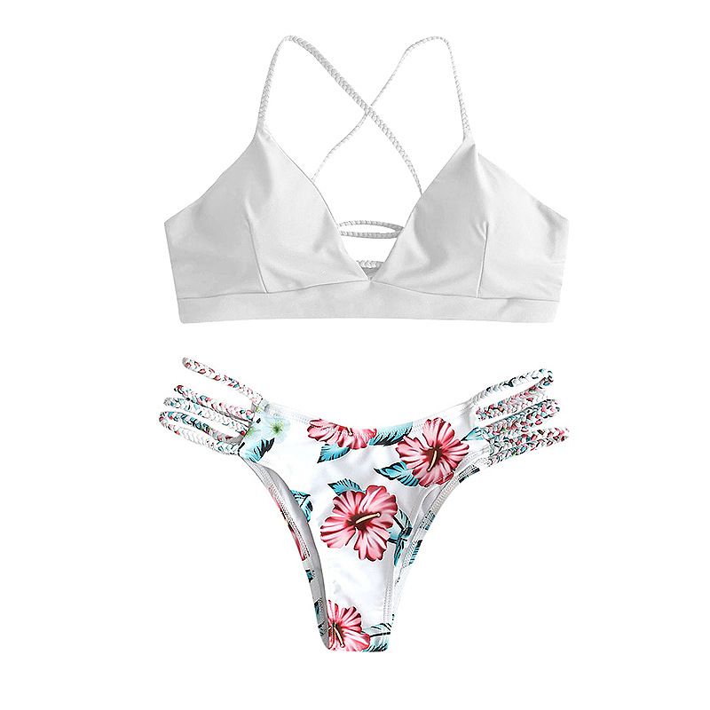 Bikini trenzado hecho a mano 2025, nuevo traje de baño sexy para mujer, traje de baño recto de dos piezas de color sólido_voghion.com