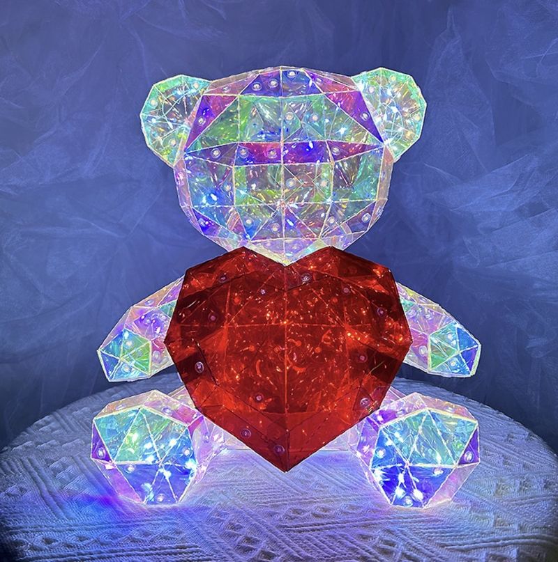 Fantasi Hjertekramning Bjørn Valentinsdag Qixi Håndlavet Farverig Glød Kulturel Kreativ Ornamenter Fødselsdagsgave_voghion.com