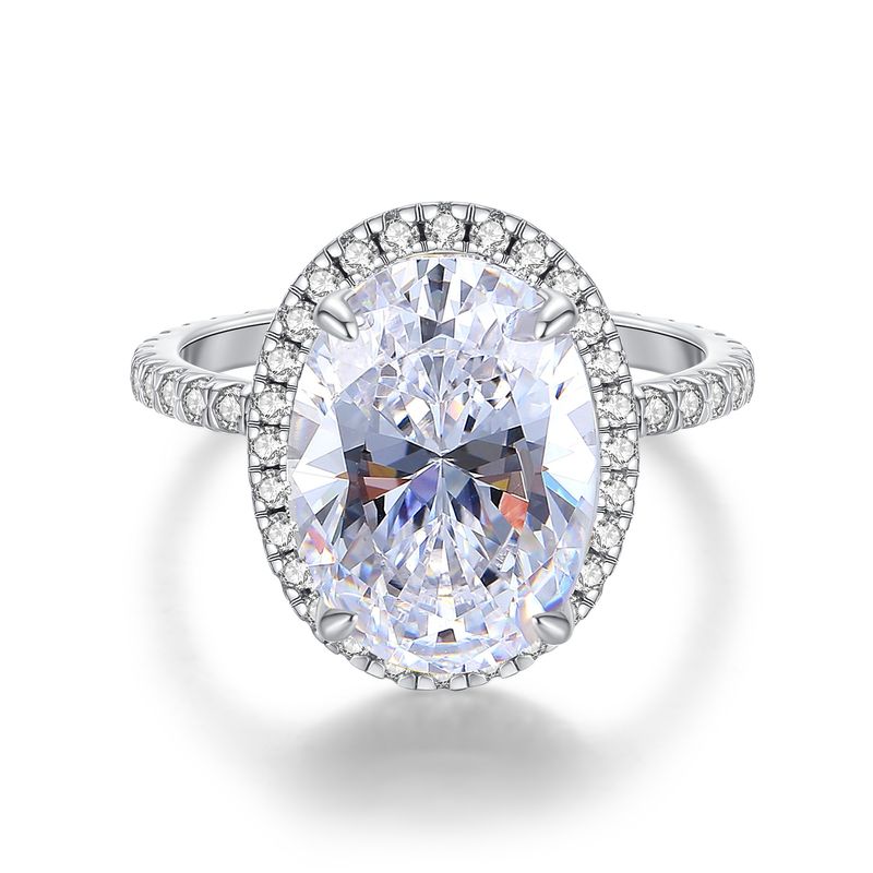 HW Pigeon Egg S Ring aus reinem Silber mit hohem Kohlenstoffgehalt und Diamanten im modischen Bankettstil für Damen_voghion.com