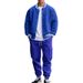 Autumn Winter American Style Stand Collar Baseball Jacket With Fleece Lined Pants Loose Fit Men's Sports Suit_voghion.com