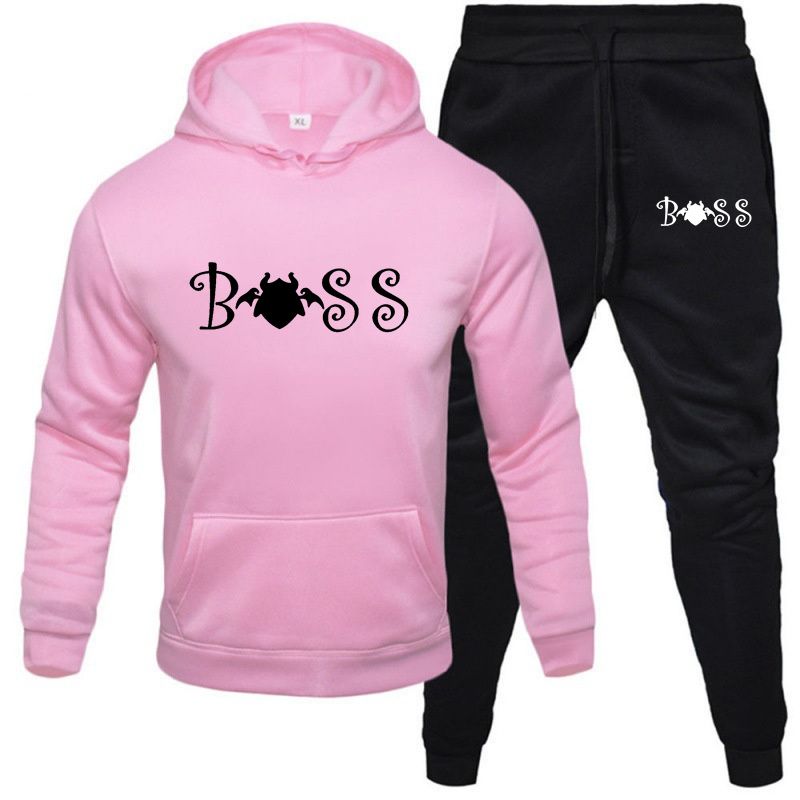 Módní sportovní set s kapucí z čisté bavlny, nová verze pro studenty, volný a pohodlný běžecký podzimní set s kapucí_voghion.com