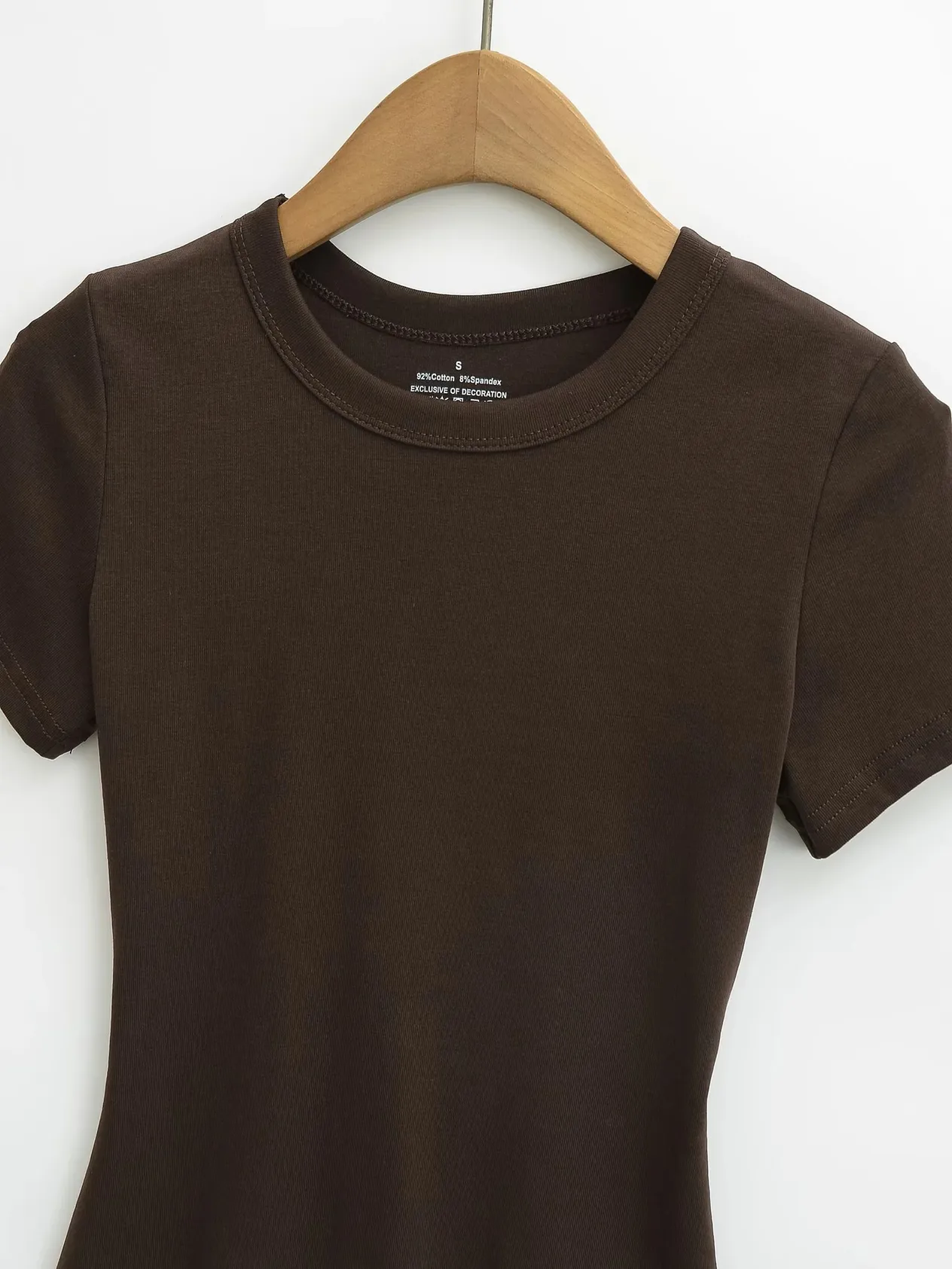 Women's Clothing Summer New Ladies Hot Girl Tight Round Neck Short Sleeve T Shirt Elastic Slim Bottoming Shirt Female_voghion.com