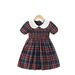 Mother & Kids One piece of 2024 summer new style girls short-sleeved dress for little girls plaid doll collar dress_voghion.com