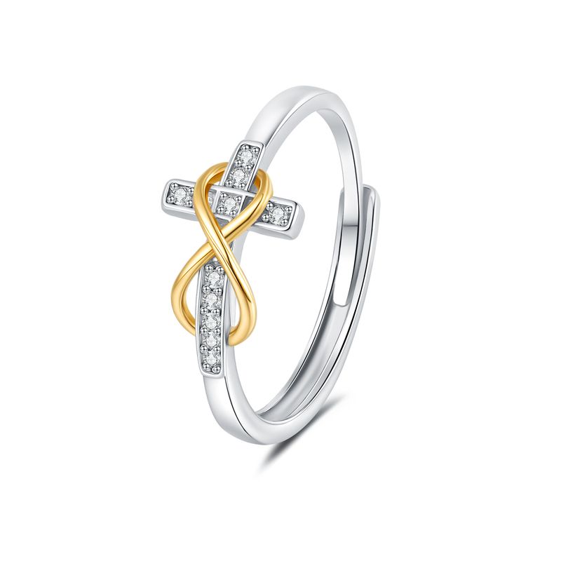 Infinity Cross Electroplating Two-Color Ring Women's Simple Fashion Ring_voghion.com
