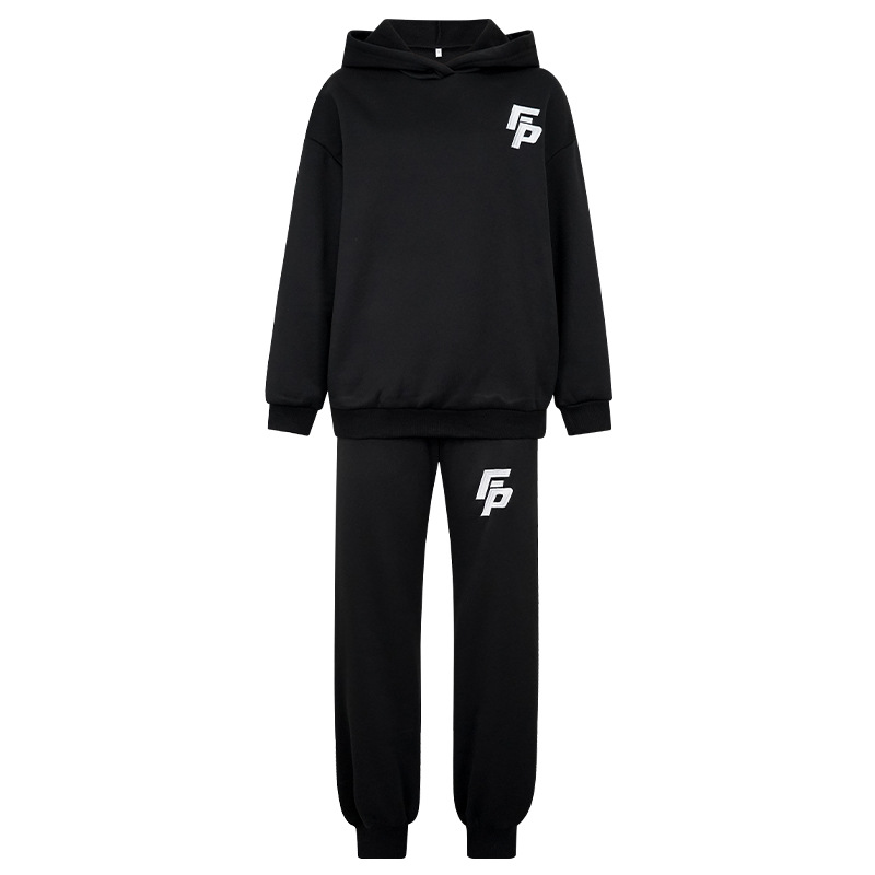 Damen-Hosenanzug mit Kapuze, modisches Sport-Logo, langärmeliges Kapuzenpullover, zweiteiliges Set_voghion.com