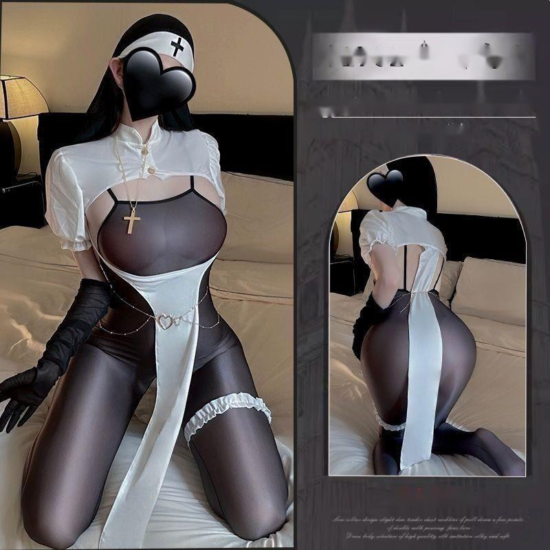 【 Love Bel Zinciri 】 Mu An Rahibe Üniforma Yeni Kasık Takımı İç Çamaşırı Seksi Yatak Perspektifi Sırtı Açık Tulum_voghion.com