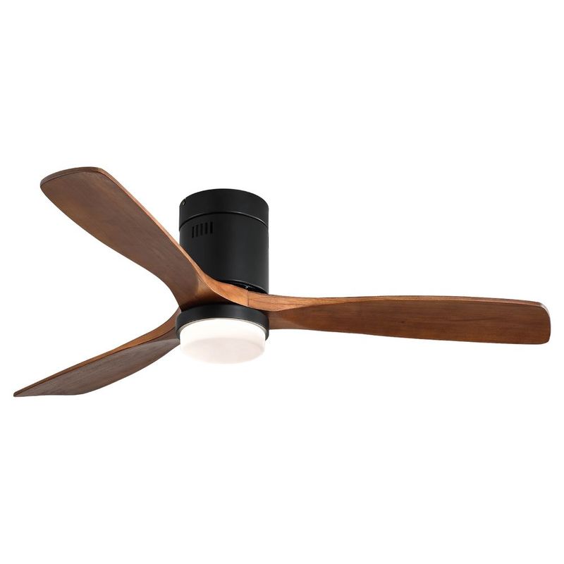 52 Inch Indoor Ceiling Fan With Lights 3 Solid Wood Fan Blade Noiseless Reversible Motor Remote Control With Light_voghion.com