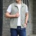 Gilet multipoches pour homme – Veste de travail légère et respirante avec col montant (kaki/vert armée/bleu marine/noir/gris clair, M-6XL)_voghion.com