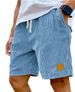 2025 New Men's Embroidered Logo Corduroy Fashion Drawstring Casual Shorts_voghion.com