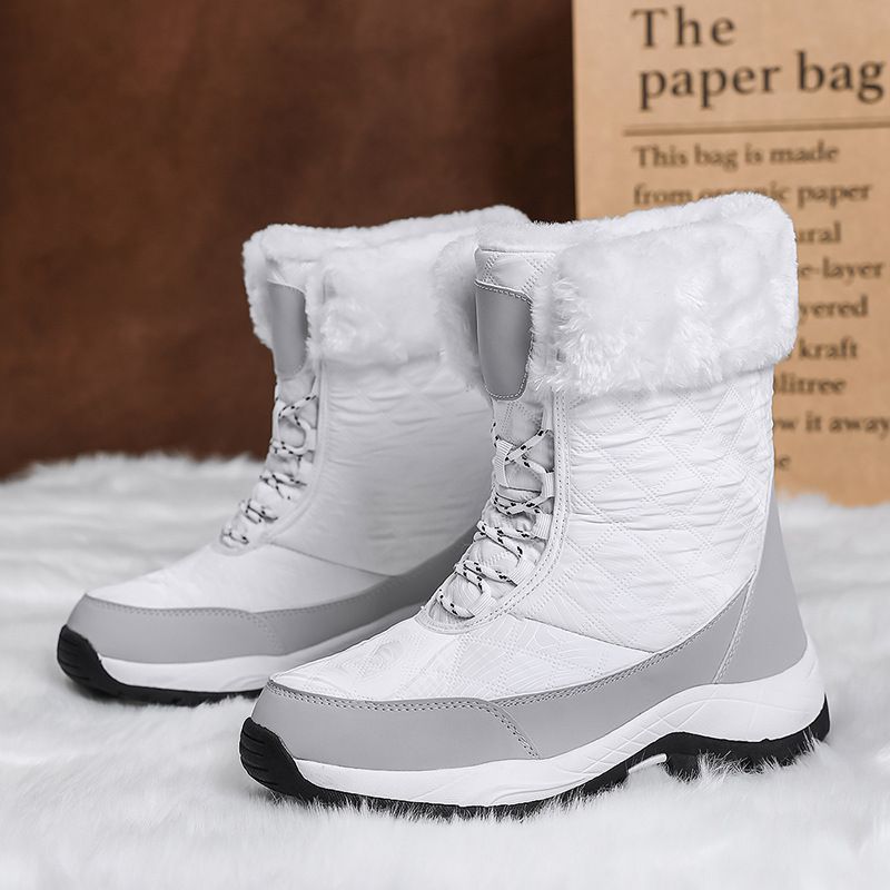 Stivali da neve impermeabili da donna con fodera in pile - Scarpe invernali calde, alte e antiscivolo per il freddo_voghion.com
