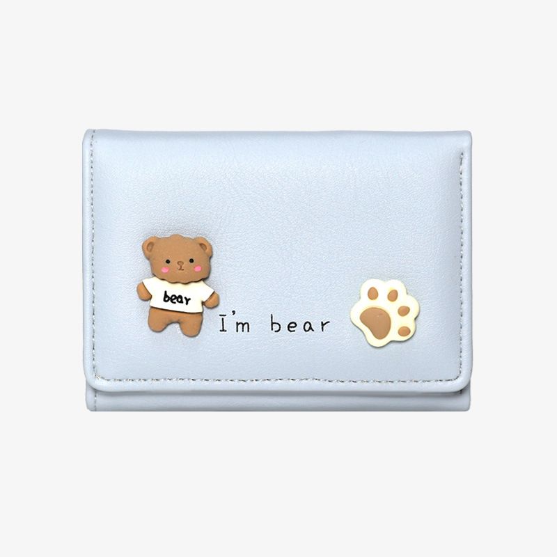 Card Cases Fashion Cute Bear Ladies Purse Simple Multi-card Card Bag Short Purse_voghion.com
