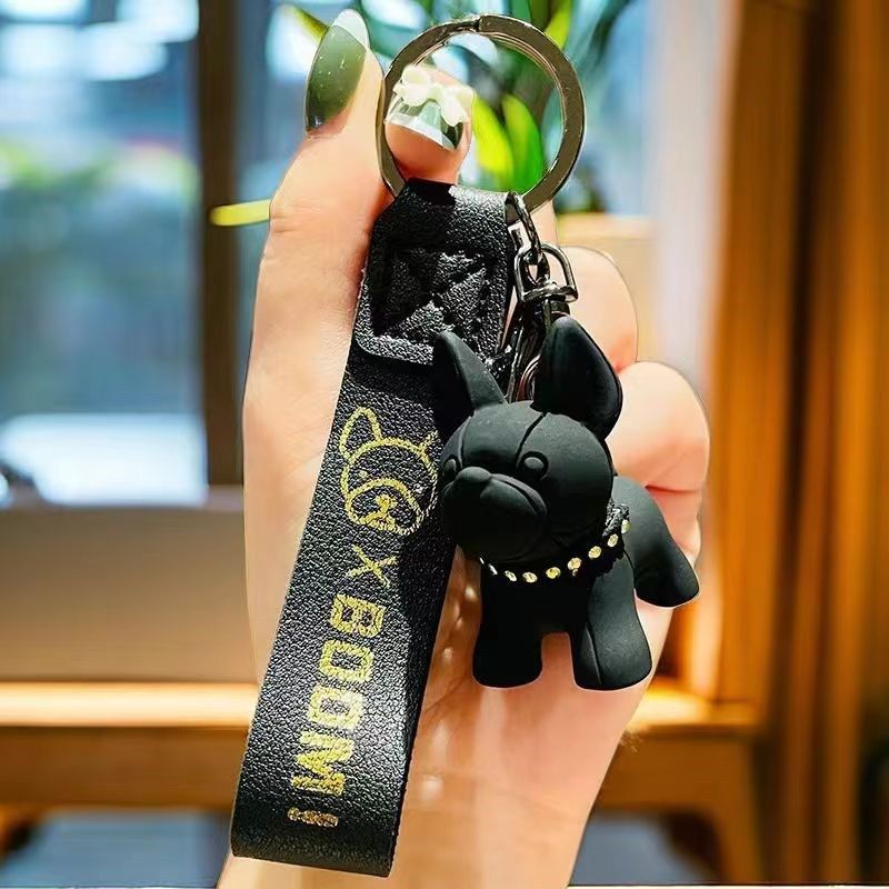 Porte-clés en résine avec motif de chiot français pour femme, mignon, créatif, exquis, bouledogue, pendentif pour sac à dos_voghion.com