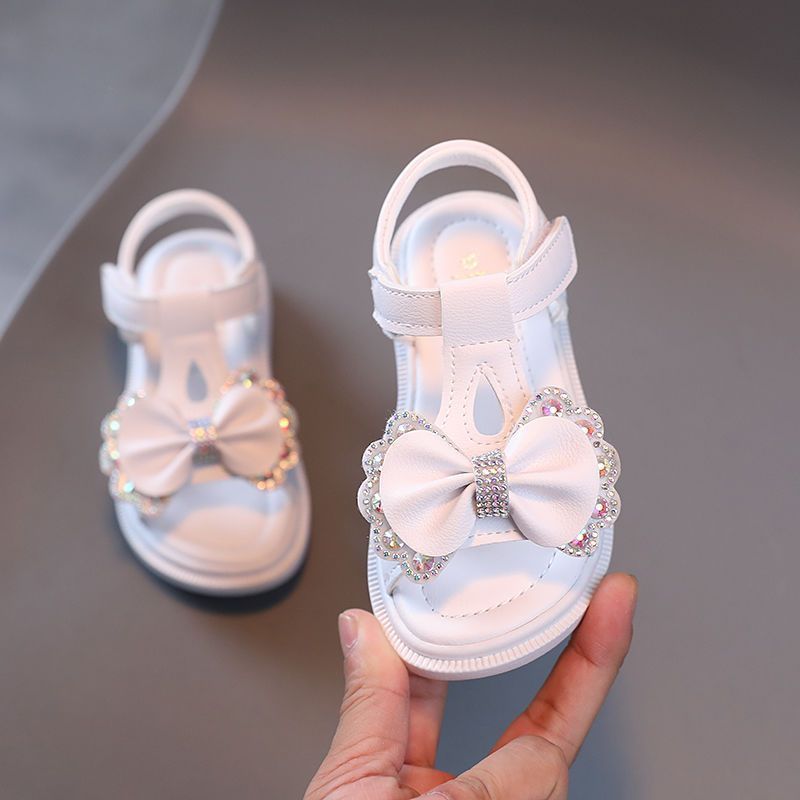Girls' shoes, sandals, princess bow, pearl, summer baby girls, and children's soft soles are fashionable_voghion.com