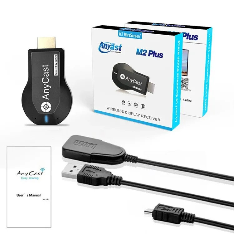Dongle d'affichage Wi-Fi Anycast M9 Plus 2,4 GHz 1080p sans fil HD, lecteur multimédia portable, streaming pour projecteur, smartphones et tablettes_voghion.com