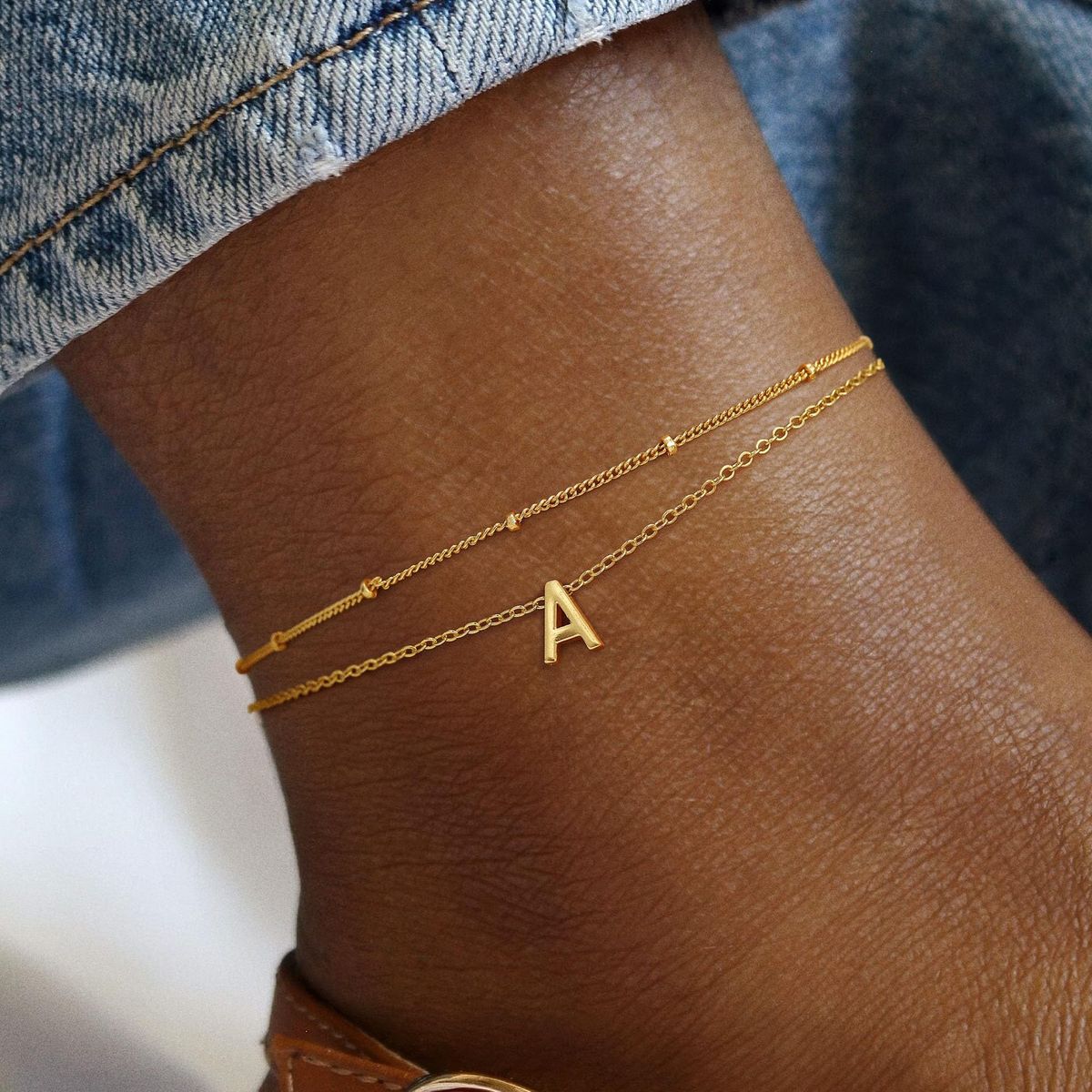 New Hot-Selling Fashion Women's Letter Anklet 26 Initials Pendant Double Layer Stacking Elegant Accessory_voghion.com