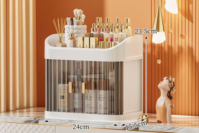 Cosmetics Sliding Door Drawer Style Desktop Multifunctional Cabinet, Multi-layer Makeup Box, Dressing Table Storage Rack_voghion.com