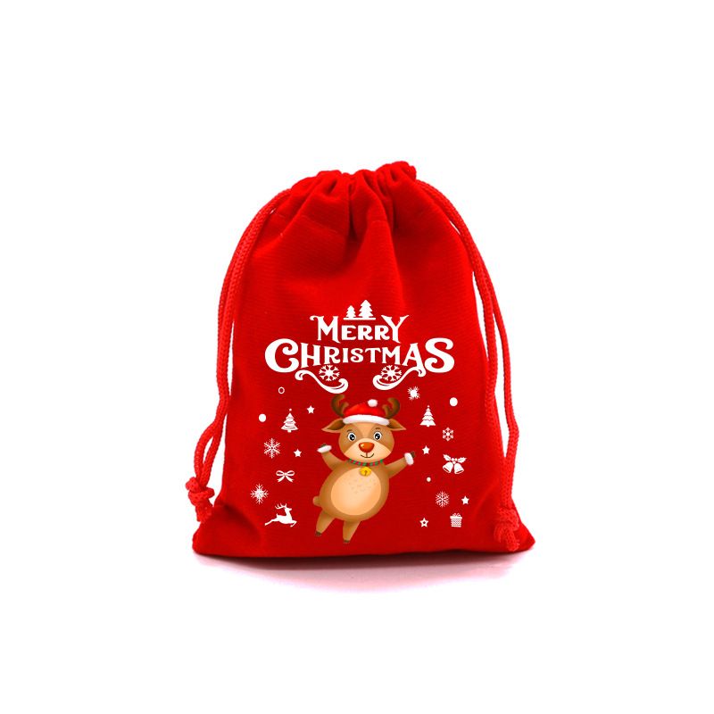 Christmas red cloth bag tie mouth gift bag Christmas fruit candy biscuit bag_voghion.com