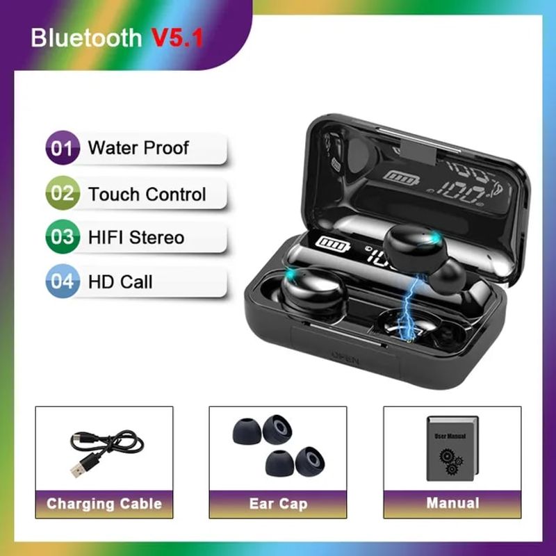 Wireless TWS Bluetooth Earphone With LED Display Touch Noise Canceling Earbuds Sports Music Game Headset Waterproof_voghion.com