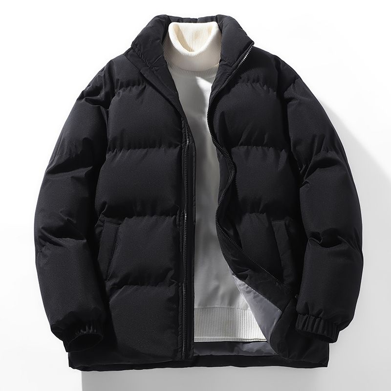Men's Winter Puffer Jacket – Streetwear Bomber Coat With Stand Collar (Black/Pink/Khaki/Light Blue, S-4XL)_voghion.com