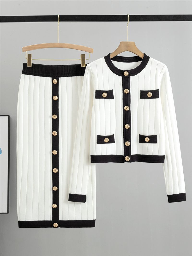 Women's Clothing Women's fashion knit cardigan two-piece dress_voghion.com