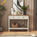 Farmhouse Style Console Table With 2 Drawer And Bottom Storage Shelf For Entryway, Rustic Side Table With Storage Drawer And Shelf For Living Room,_voghion.com