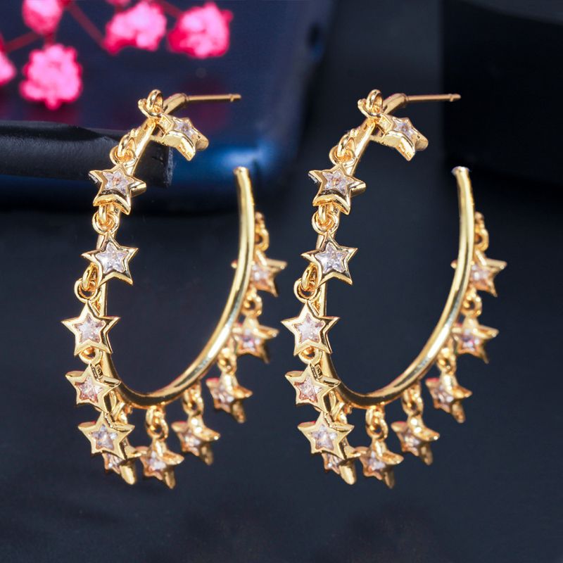 Orecchini a cerchio con zirconi colorati, stile star alla moda_voghion.com