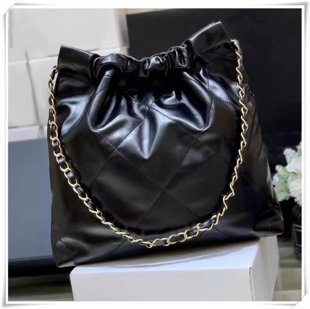 New 22bag Trash Women's 19bag Cowhide Small Style Quilted Chain Shopping Tote Crossbody Bag_voghion.com